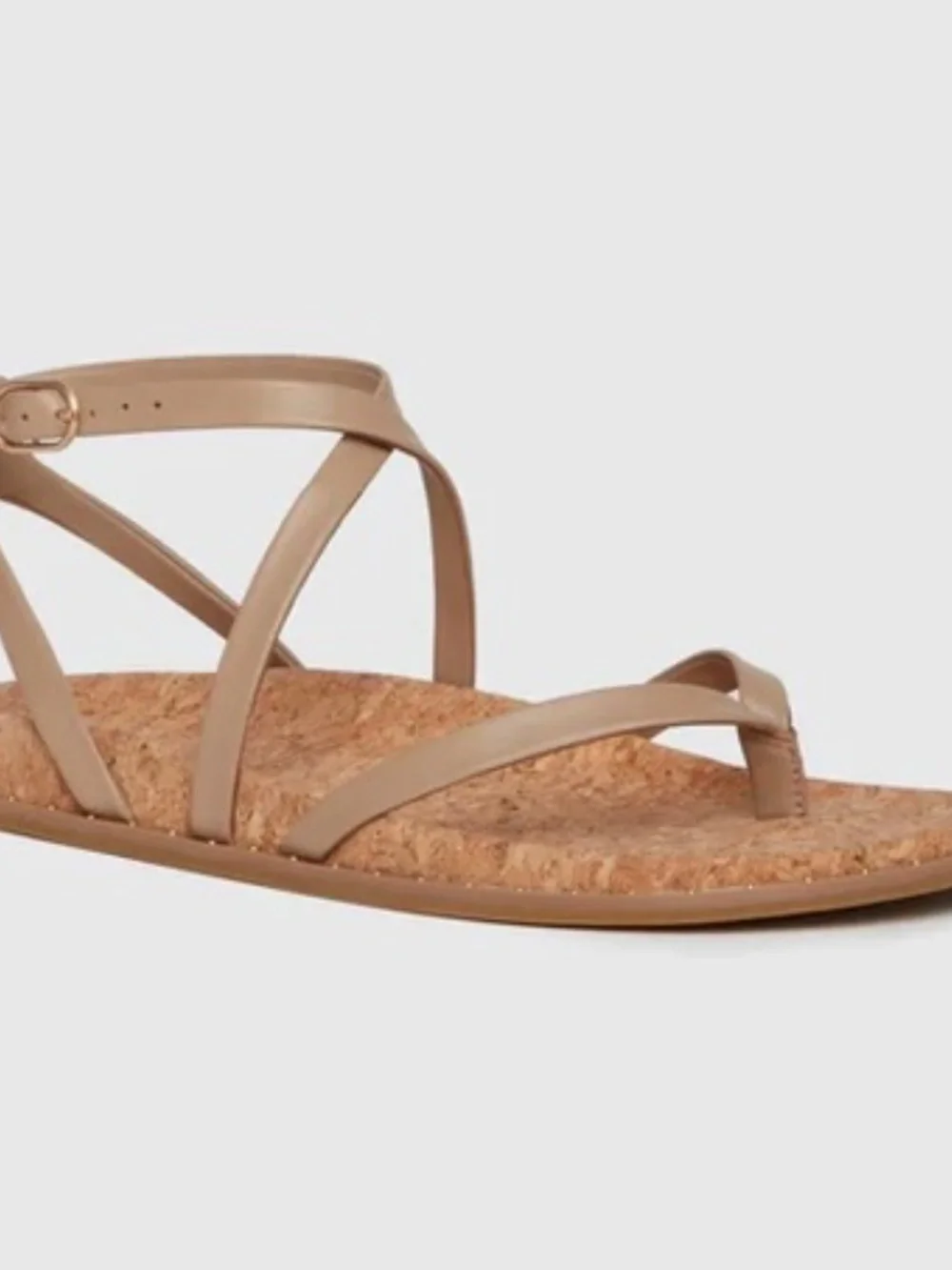 PAIGE Zana Women's Sz 11 Sand Leather Cork Footbed Gold Studded Strappy Sandal